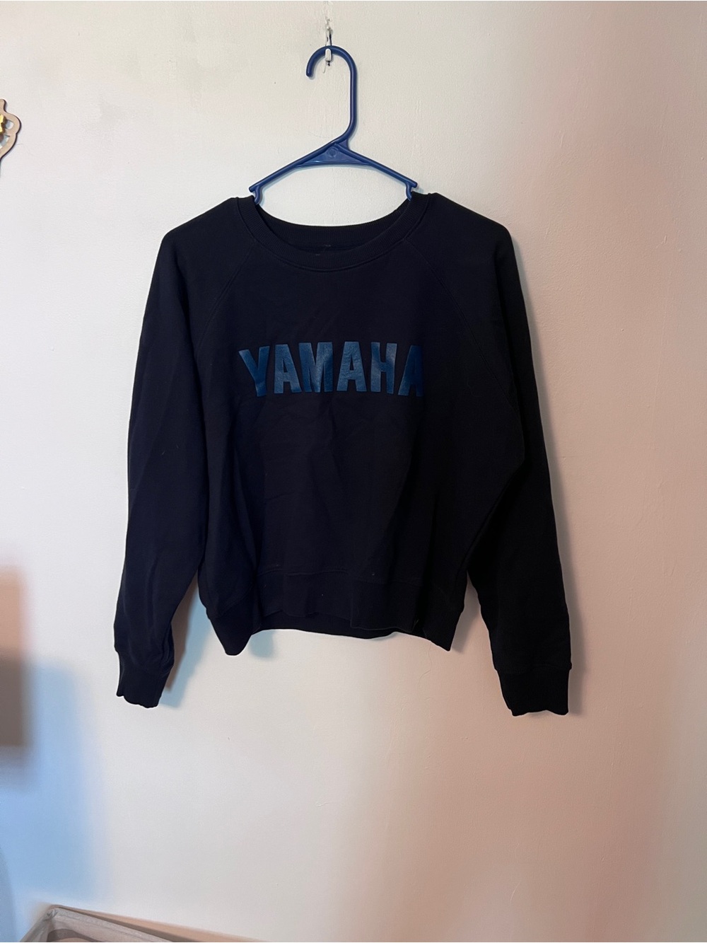 Yamaha Women’s Navy Crewneck with a Longer Crop Cut